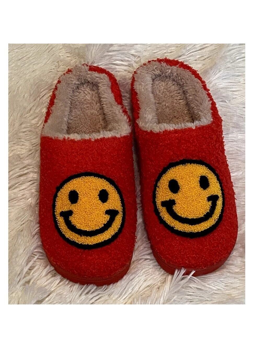 Jenni by Jennifer Moore Red Smiley Face Slippers - Size 7 - 8 (NWT)